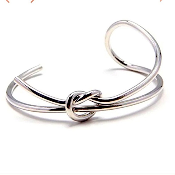 Sterling Silver Bow Knot Bangle Cuff Bracelet - Picture 3 of 7